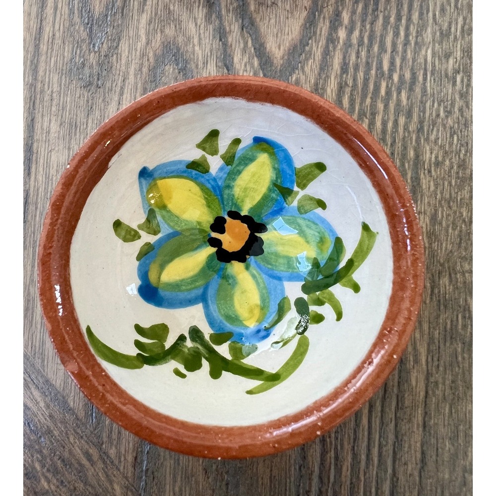 Vtg Hand-painted Signed Floral Art Pottery Plate Olaria S Perdro Corval Portugal - Picture 5 of 10